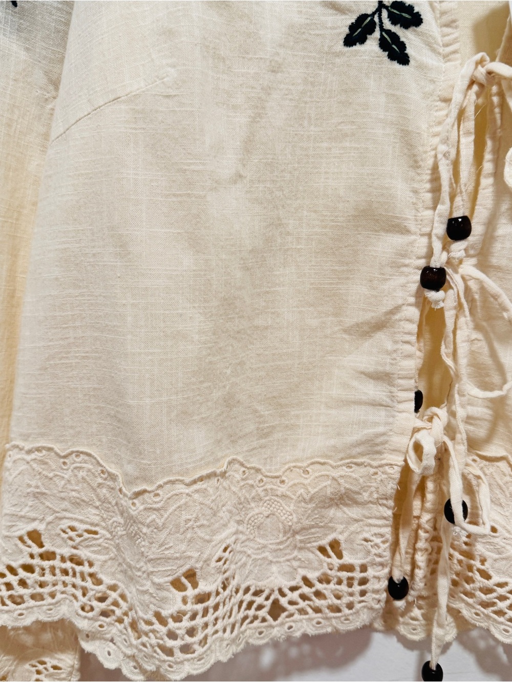 Jennifer & Grace Cream Embroidered Floral Lace-Trim Blouse - Picture 7 of 11